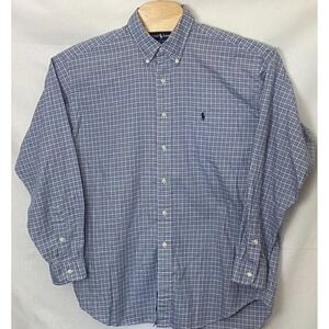 Polo Ralph Lauren Mens‎ Shirt Blue Plaid Check L Button Down Long Sleeve Blake